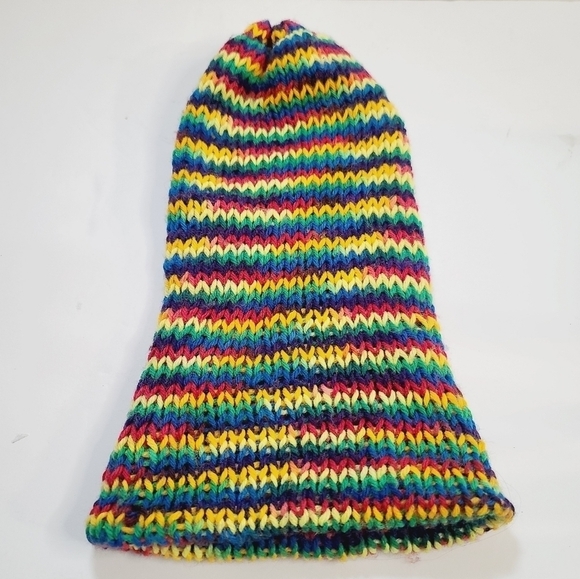 Vintage Handmade Rainbow Knit Winter Ski Hat - Picture 4 of 6
